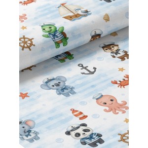  Tissu coton imprimé pour enfants Marinière - Certifié Oeko-Tex® Mercerie des Princesses