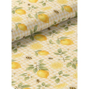  Tissu coton imprimé Citron Aquarelle- Certifié Oeko-Tex® Mercerie des Princesses