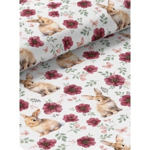  Tissu coton imprimé pour enfants Floral Bunny Garden - Certifié Oeko-Tex® Mercerie des Princesses