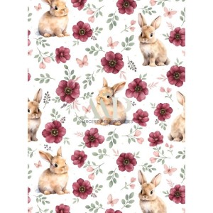  Tissu coton imprimé pour enfants Floral Bunny Garden - Certifié Oeko-Tex® Mercerie des Princesses