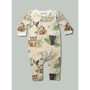  Tissu coton imprimé pour enfants Le Petit Livre de la Jungle Beige - Certifié Oeko-Tex® Mercerie des Princesses