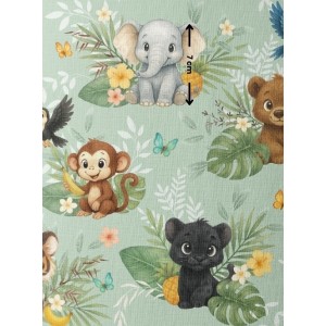 Tissu coton imprimé pour enfants Le Petit Livre de la Jungle Vert - Certifié Oeko-Tex® Mercerie des Princesses