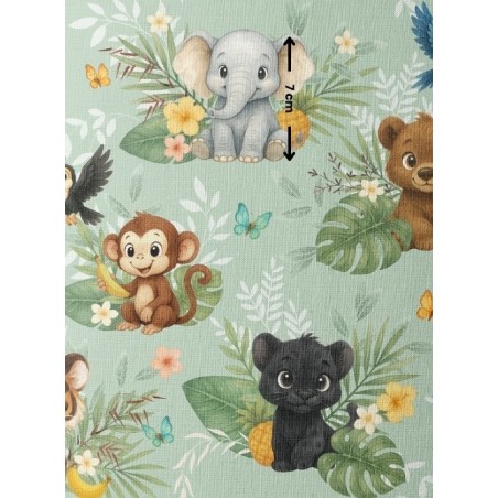 Tissu coton imprimé pour enfants Le Petit Livre de la Jungle Vert - Certifié Oeko-Tex® Mercerie des Princesses