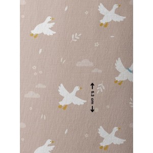  Tissu coton imprimé pour enfants Oies Fond Beige - Certifié Oeko-Tex® Mercerie des Princesses