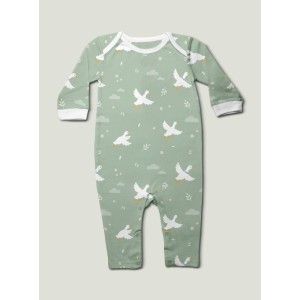  Tissu coton imprimé pour enfants Oies Fond Vert - Certifié Oeko-Tex® Mercerie des Princesses
