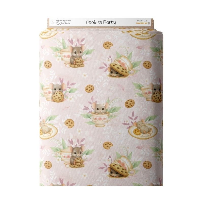 Tissu coton imprimé pour enfants Cookies Party - Certifié Oeko-Tex® Mercerie des Princesses