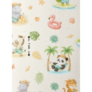 Tissu coton imprimé pour enfants Jungle Holidays - Certifié Oeko-Tex® Mercerie des Princesses