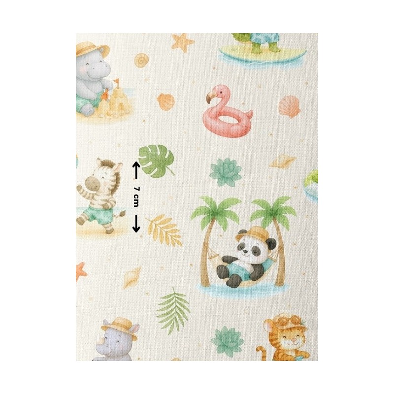Tissu coton imprimé pour enfants Jungle Holidays - Certifié Oeko-Tex® Mercerie des Princesses