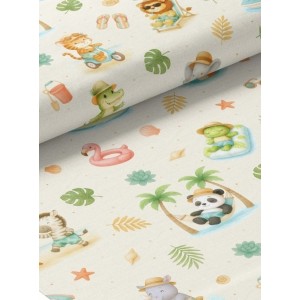  Tissu coton imprimé pour enfants Jungle Holidays - Certifié Oeko-Tex® Mercerie des Princesses