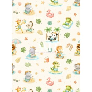  Tissu coton imprimé pour enfants Jungle Holidays - Certifié Oeko-Tex® Mercerie des Princesses