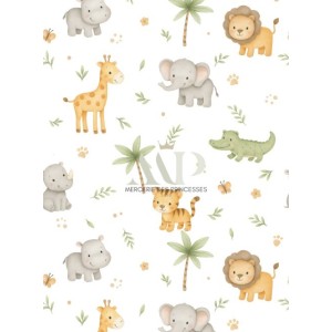  Tissu coton imprimé pour enfants Petite Savane - Certifié Oeko-Tex® Mercerie des Princesses
