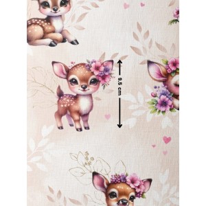  Tissu coton imprimé pour enfants Bébé Faon Pastel Beige - Certifié Oeko-Tex® Mercerie des Princesses