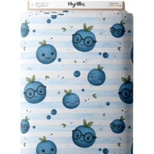Tissu coton imprimé fruit Myrtilles- Certifié Oeko-Tex® Mercerie des Princesses