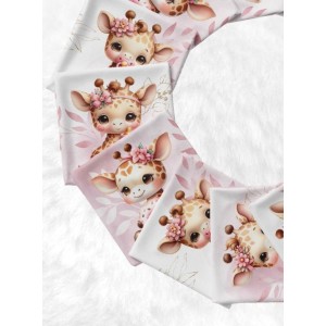 Panneau Lingettes Bébé Girafe Pastel Vieux Rose