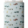  Tissu Formule 1 voiture de course vintage sur fond bleu clair- Certifié Oeko-Tex® Mercerie des Princesses