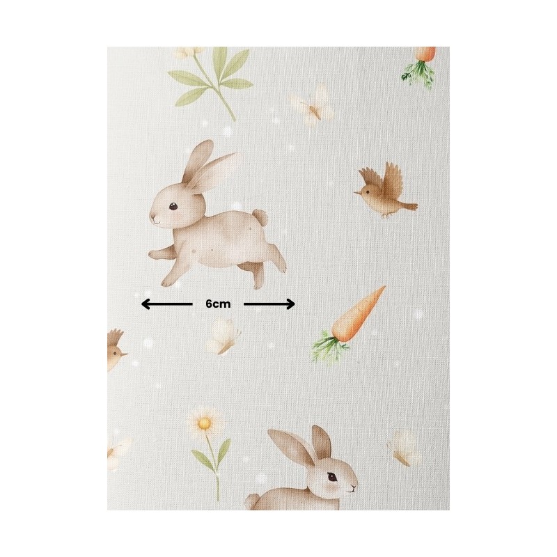 Tissu coton Doux petit lapin Oeko-Tex – Bébé animaux champêtres