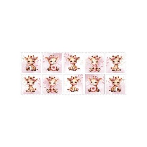 Panneau Lingettes Bébé Girafe Pastel Vieux Rose