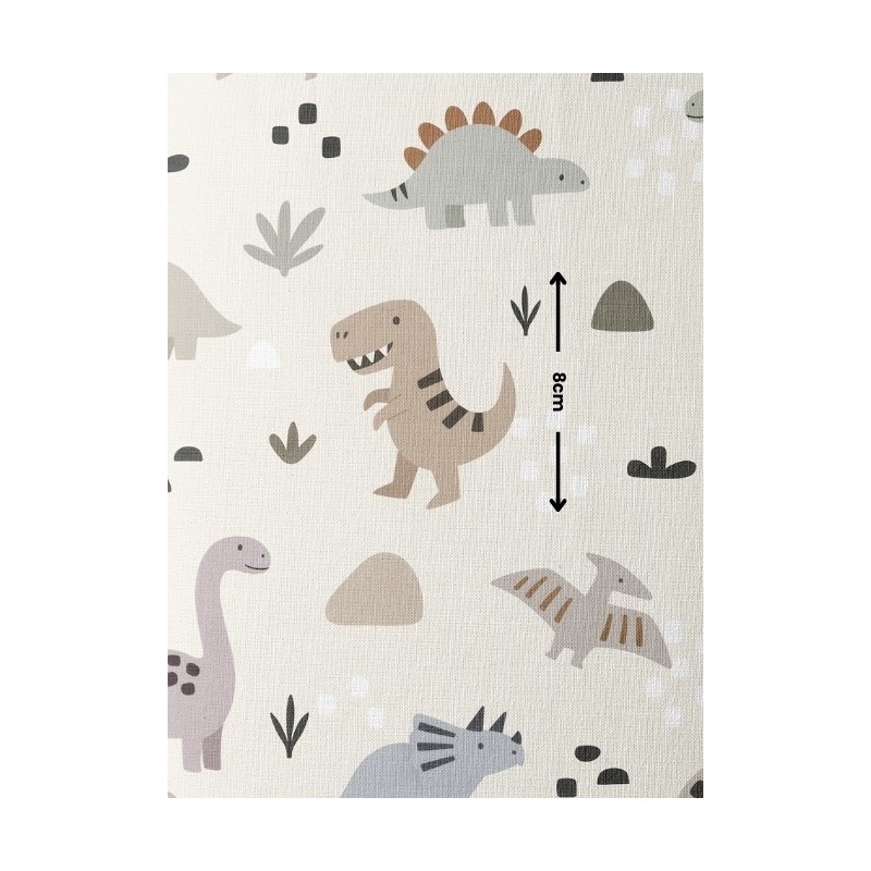 Tissu coton dinosaures pastel Dinoland Oeko-Tex – T-Rex