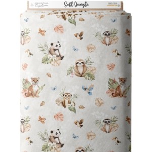 Tissu jungle pastel animaux bébé – Coton Oeko-Tex – Création couture enfant- Certifié Oeko-Tex® Mercerie des Princesses