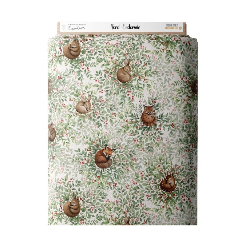 Tissu coton imprimé pour enfants Forêt Endormie - Certifié Oeko-Tex® Mercerie des Princesses