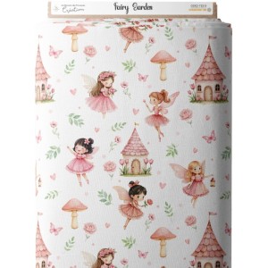 Tissu coton imprimé pour enfants Fairy Garden - Certifié Oeko-Tex® Mercerie des Princesses