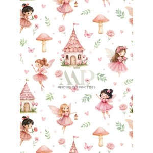  Tissu coton imprimé pour enfants Fairy Garden - Certifié Oeko-Tex® Mercerie des Princesses