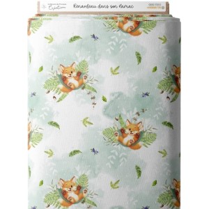 Tissu coton imprimé Renarde dans son hamac - Certifié Oeko-Tex® Mercerie des Princesses