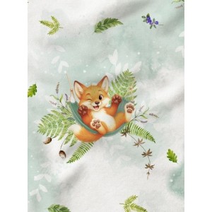  Tissu coton imprimé Renarde dans son hamac - Certifié Oeko-Tex® Mercerie des Princesses