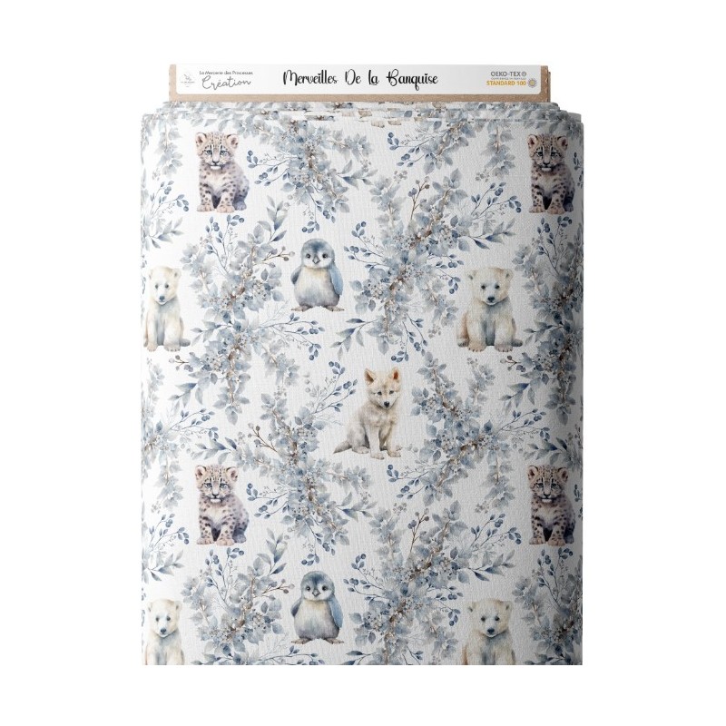 Tissu coton imprimé pour enfants Merveilles De La Banquise - Certifié Oeko-Tex® Mercerie des Princesses