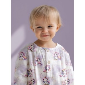  Tissu coton imprimé pour enfants Bébé Licorne Pastel Parme - Certifié Oeko-Tex® Mercerie des Princesses