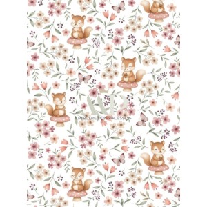  Tissu coton imprimé pour enfants Ecureuil et Papillon - Certifié Oeko-Tex® Mercerie des Princesses