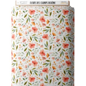 Tissu coton imprimé Fleurs Des Champs Bohème  - Certifié Oeko-Tex® Mercerie des Princesses