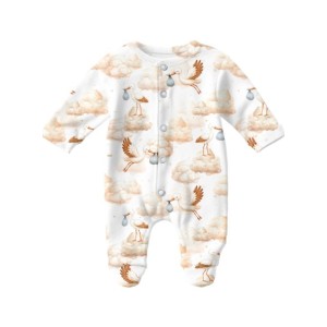  Tissu coton imprimé Cigogne Dans Les Nuages - Certifié Oeko-Tex® Mercerie des Princesses