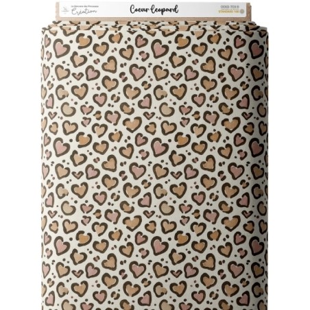 Tissu coton imprimé Coeur Leopard  - Certifié Oeko-Tex® Mercerie des Princesses