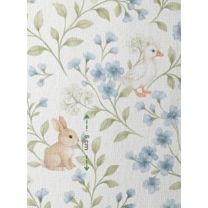  Tissu Lapins & Oies Fleurs Bleues Vintage - Coton Oeko-Tex pastel - Certifié Oeko-Tex® Mercerie des Princesses