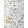  Tissu Lapins & Oies Fleurs Bleues Vintage - Coton Oeko-Tex pastel - Certifié Oeko-Tex® Mercerie des Princesses