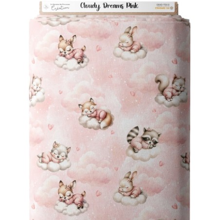 Tissu coton imprimé pour enfants Cloudy Dreams Pink - Certifié Oeko-Tex® Mercerie des Princesses
