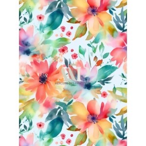  Tissu coton imprimé Petites Fleurs Aquarelles - Certifié Oeko-Tex® Mercerie des Princesses