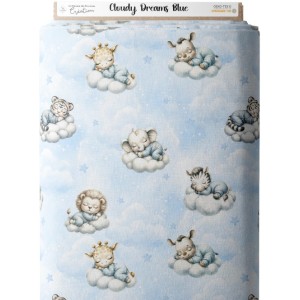  Tissu coton imprimé pour enfants Cloudy Dreams Blue - Certifié Oeko-Tex® Mercerie des Princesses