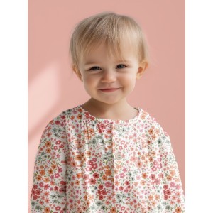  Tissu coton imprimé Petites Fleurs Corail - Certifié Oeko-Tex® Mercerie des Princesses