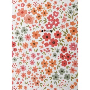  Tissu coton imprimé Petites Fleurs Corail - Certifié Oeko-Tex® Mercerie des Princesses