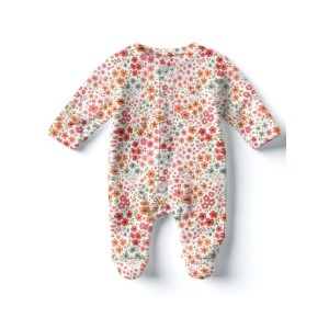  Tissu coton imprimé Petites Fleurs Corail - Certifié Oeko-Tex® Mercerie des Princesses