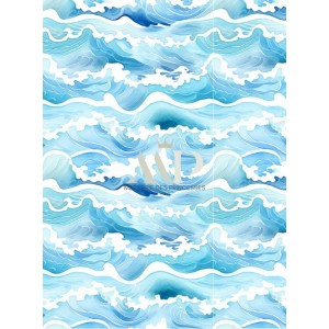  Tissu coton imprimé Vagues Océaniques - Certifié Oeko-Tex® Mercerie des Princesses