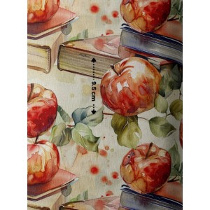  Tissu coton imprimé Pommes & Livres - Certifié Oeko-Tex® Mercerie des Princesses