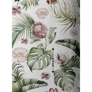 Tissu coton imprimé Fleurs Tropicales - Certifié Oeko-Tex® Mercerie des Princesses