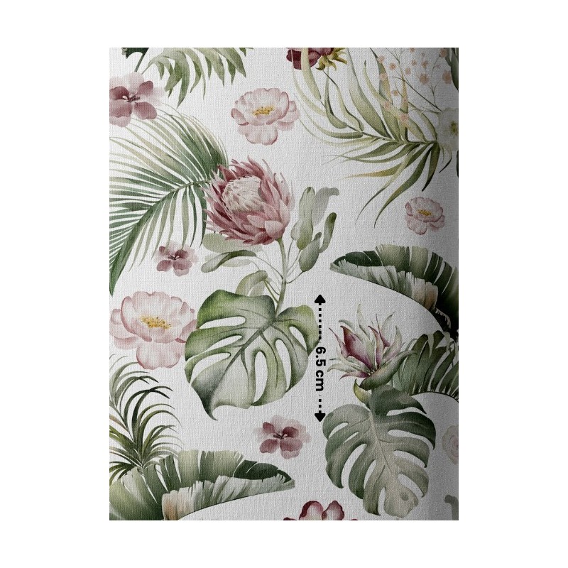 Tissu coton imprimé Fleurs Tropicales - Certifié Oeko-Tex® Mercerie des Princesses