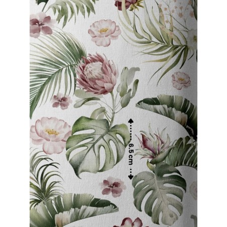 Tissu coton imprimé Fleurs Tropicales - Certifié Oeko-Tex® Mercerie des Princesses
