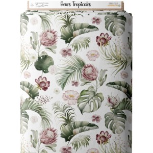  Tissu coton imprimé Fleurs Tropicales - Certifié Oeko-Tex® Mercerie des Princesses