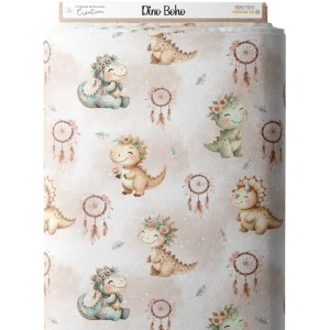 Tissu coton imprimé pour enfants Dino Boho - Certifié Oeko-Tex® Mercerie des Princesses