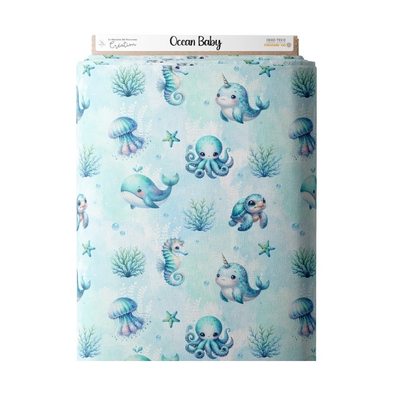 Tissu Océan Baby motif mer enfant Oeko-Tex® Mercerie des Princesses